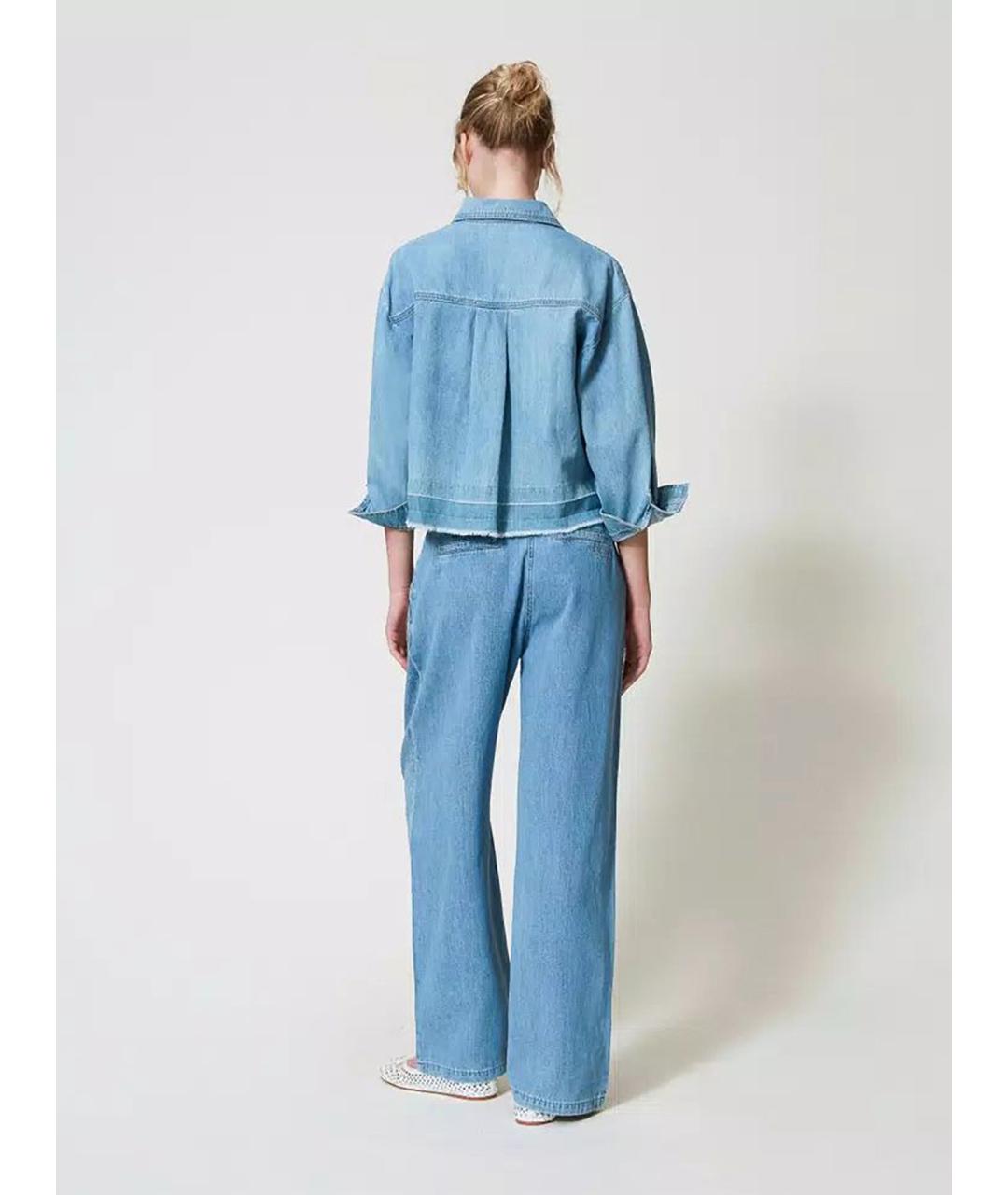 TWIN-SET Синие хлопковые прямые джинсы, фото 4