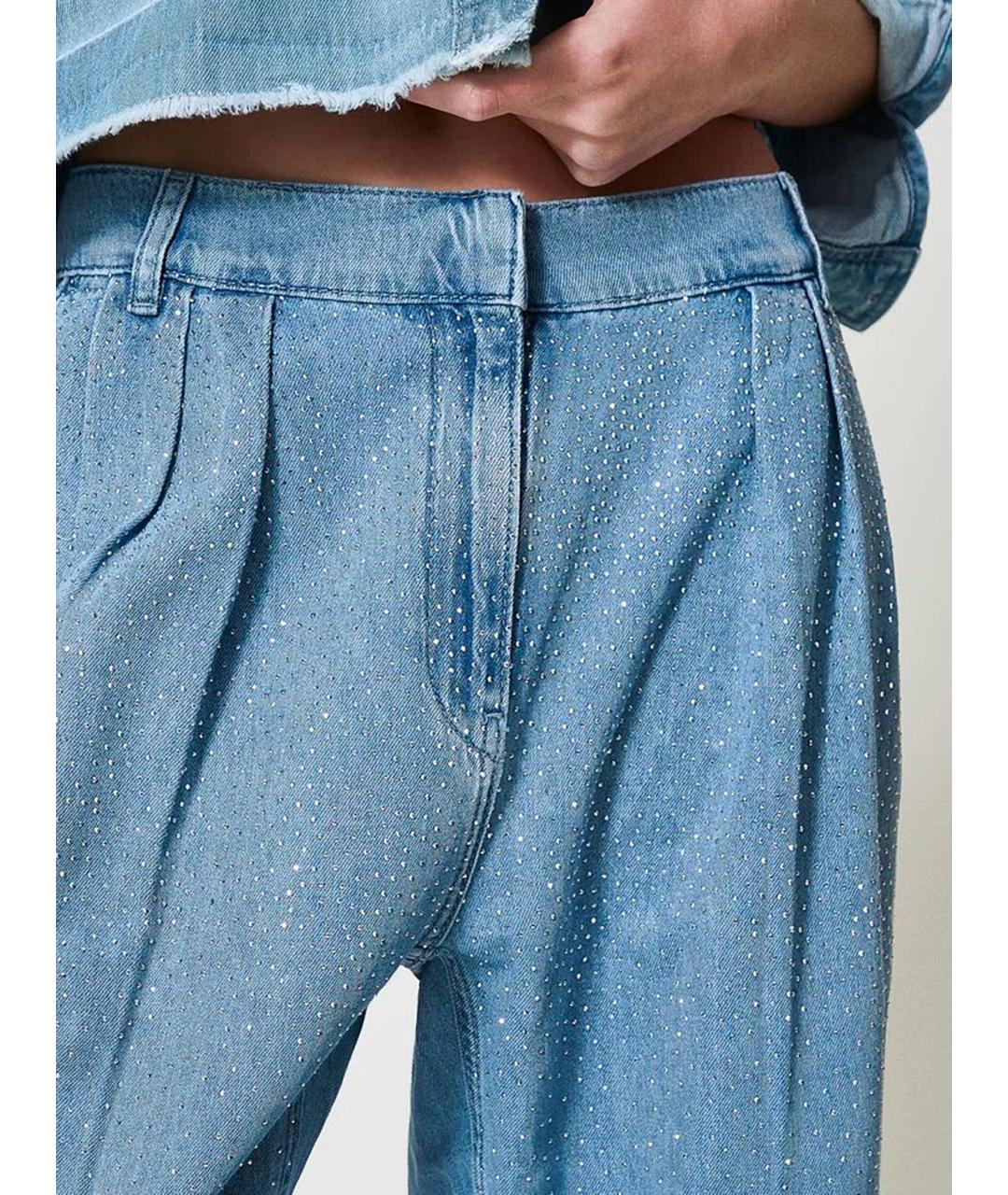 TWIN-SET Синие хлопковые прямые джинсы, фото 5