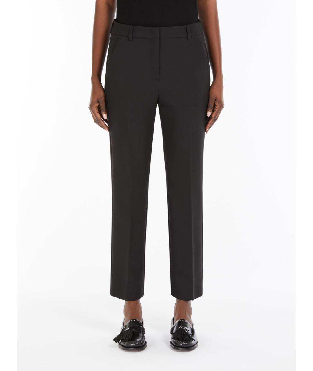 WEEKEND MAX MARA Черные вискозные прямые брюки, фото 2