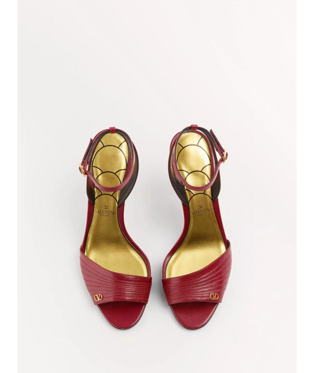 VALENTINO Бордовые кожаные босоножки, фото 3