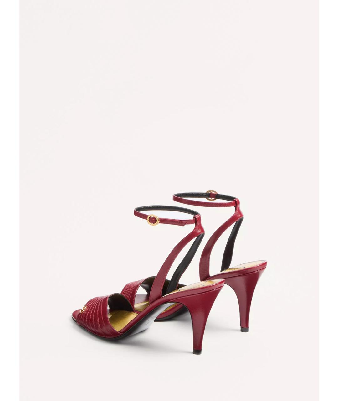 VALENTINO Бордовые кожаные босоножки, фото 4