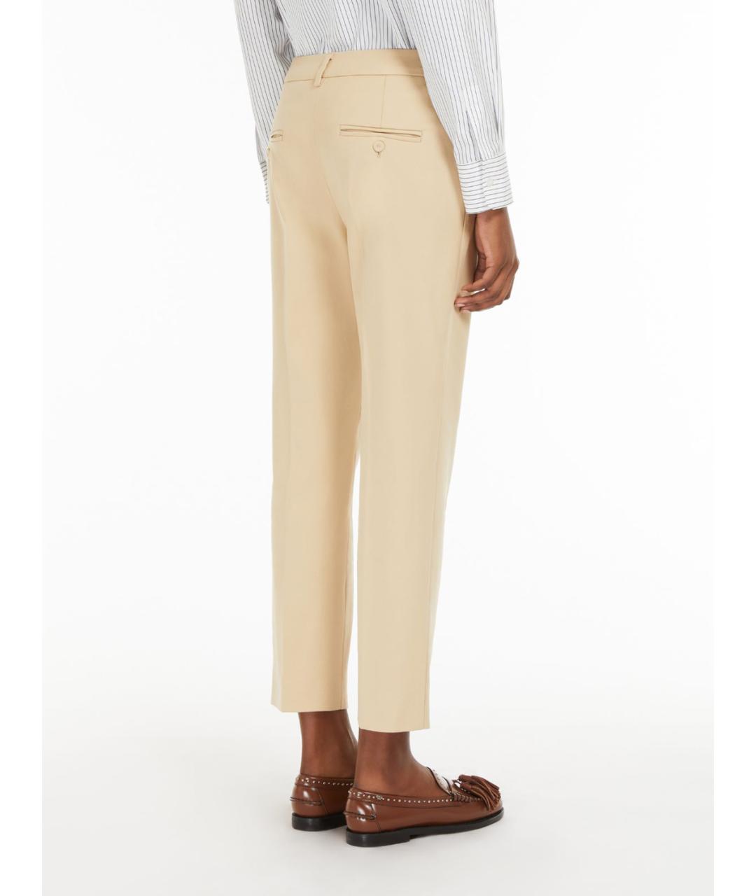 WEEKEND MAX MARA Бежевые хлопковые прямые брюки, фото 4