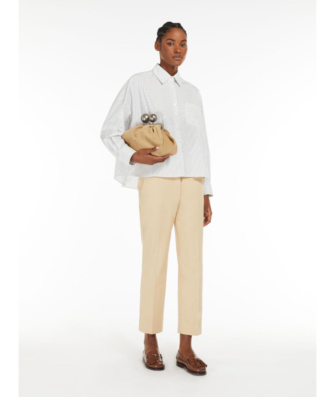 WEEKEND MAX MARA Бежевые хлопковые прямые брюки, фото 3