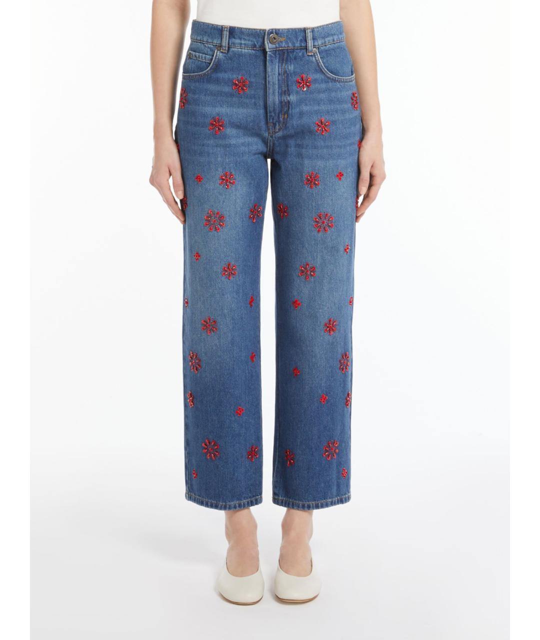 WEEKEND MAX MARA Синие хлопковые прямые джинсы, фото 2