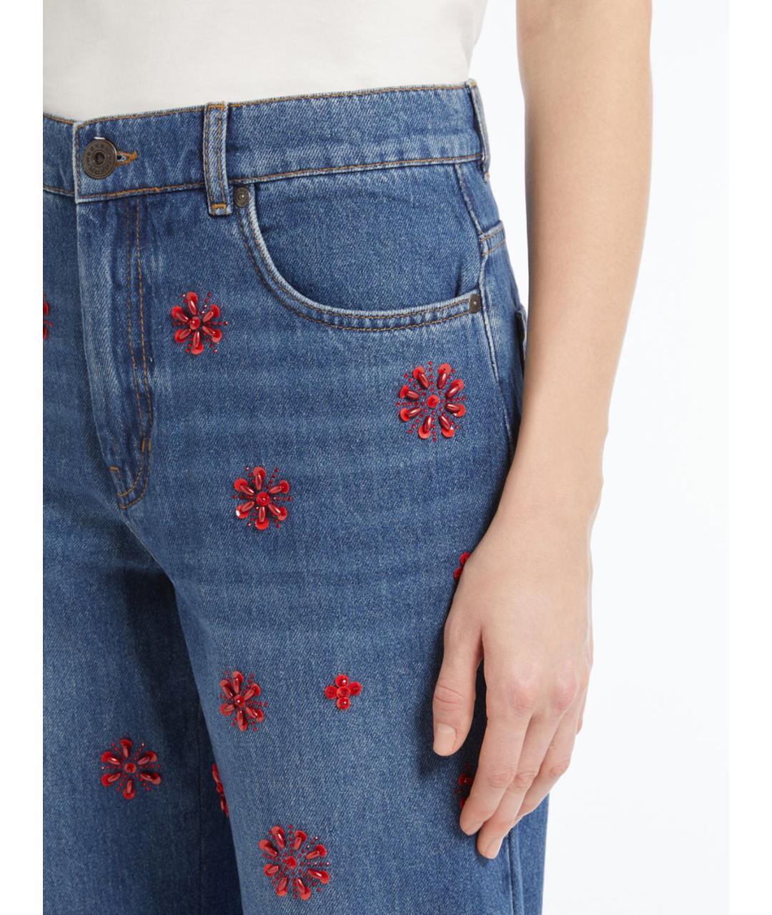 WEEKEND MAX MARA Синие хлопковые прямые джинсы, фото 5