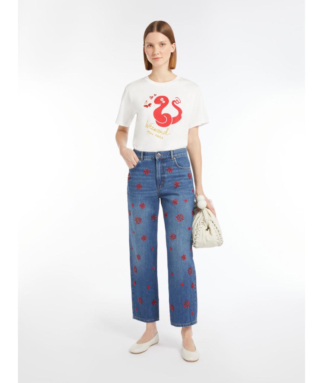 WEEKEND MAX MARA Синие хлопковые прямые джинсы, фото 3