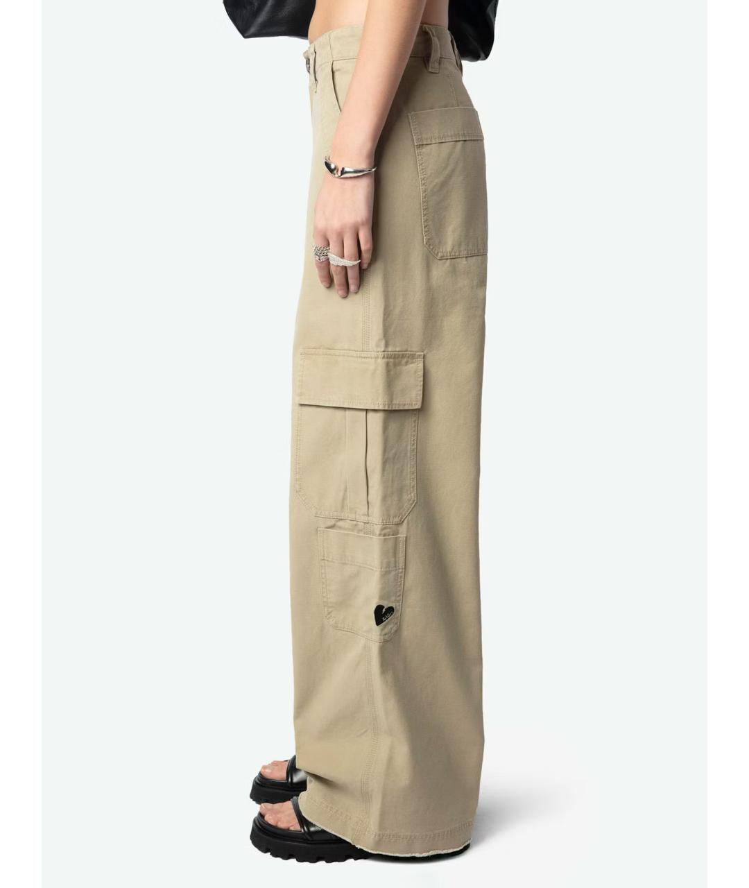 ZADIG & VOLTAIRE Бежевые хлопковые прямые брюки, фото 6