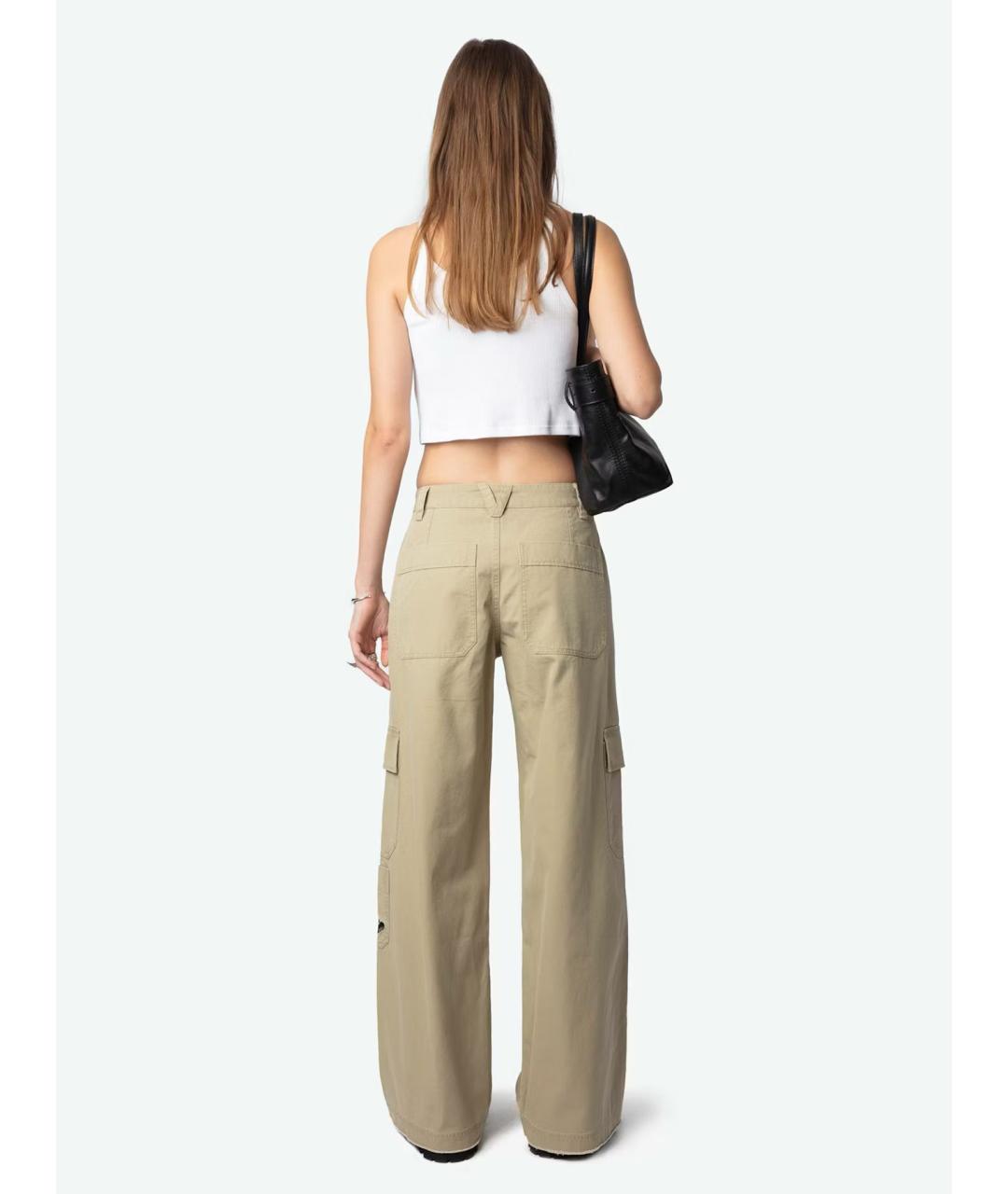 ZADIG & VOLTAIRE Бежевые хлопковые прямые брюки, фото 3