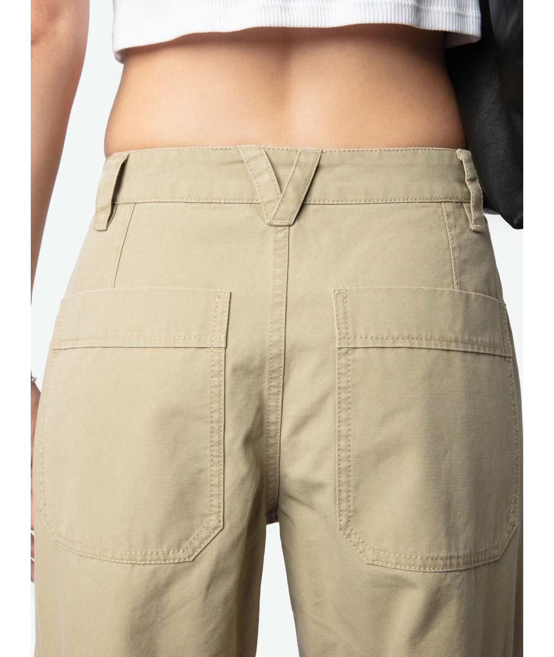 ZADIG & VOLTAIRE Бежевые хлопковые прямые брюки, фото 5