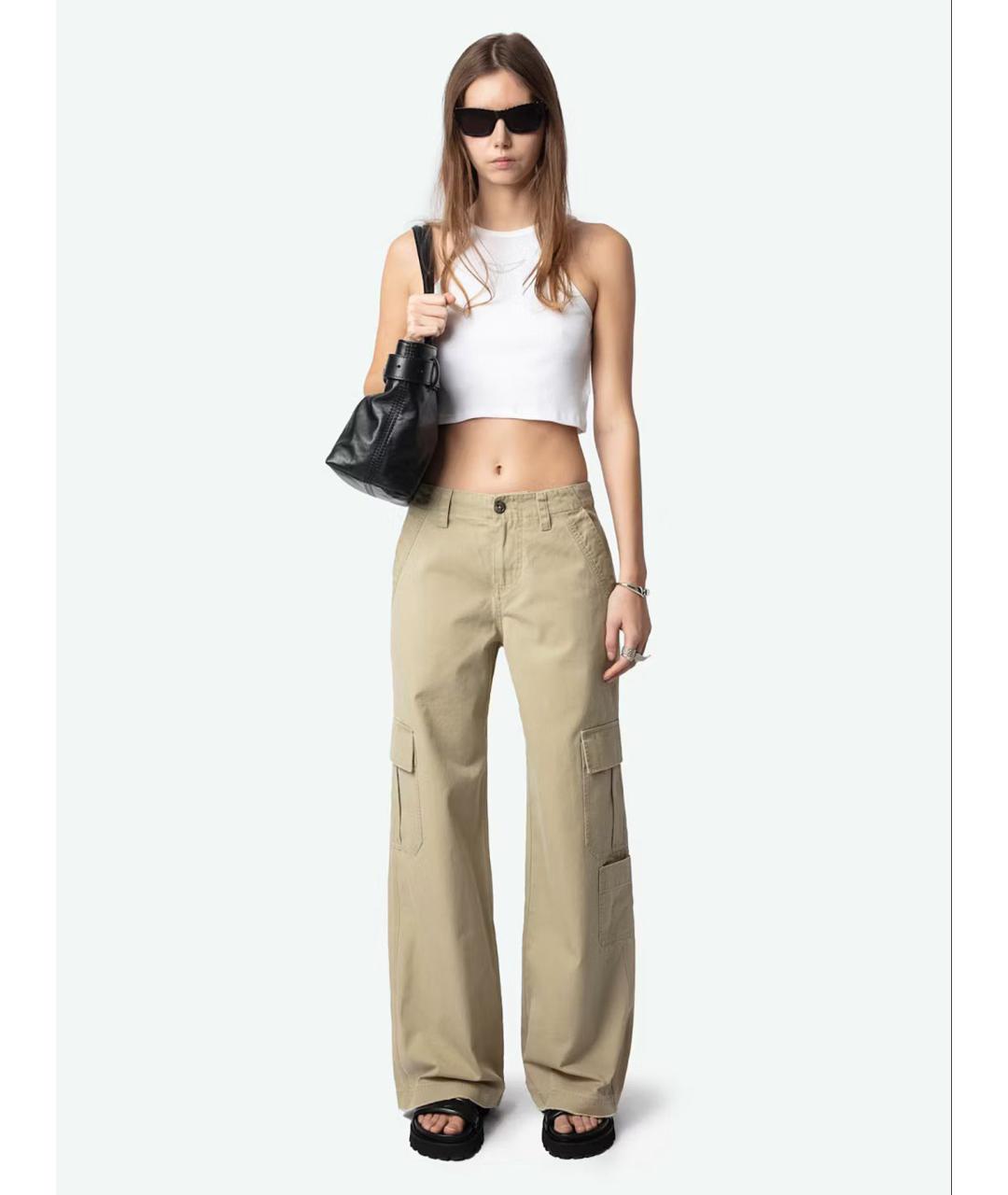 ZADIG & VOLTAIRE Бежевые хлопковые прямые брюки, фото 2