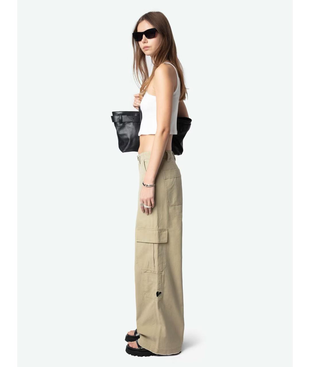 ZADIG & VOLTAIRE Бежевые хлопковые прямые брюки, фото 4