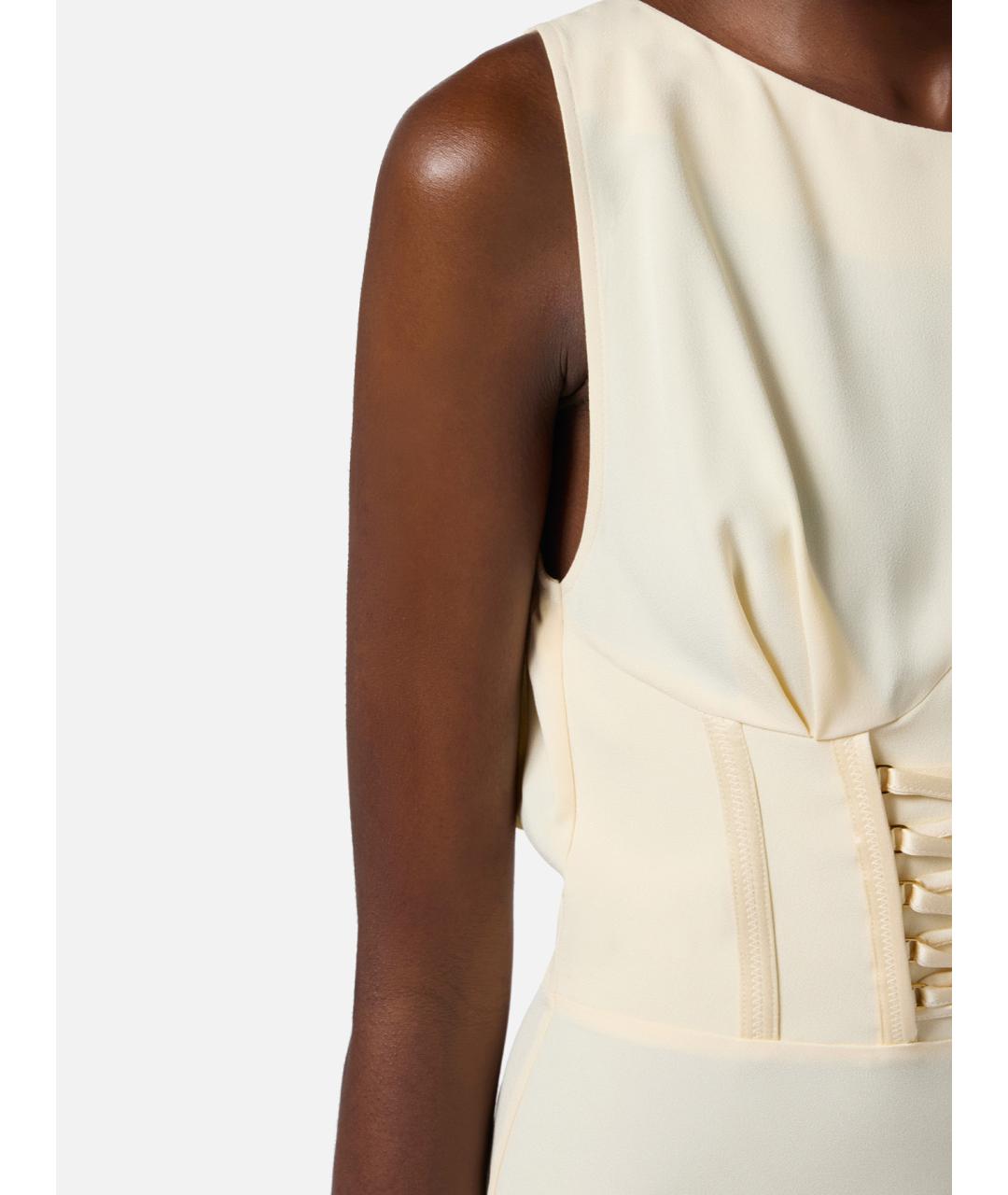 ELISABETTA FRANCHI Бежевое повседневное платье, фото 4