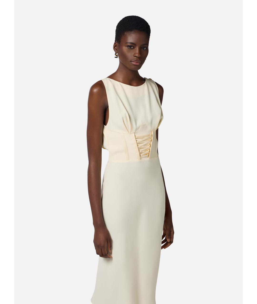 ELISABETTA FRANCHI Бежевое повседневное платье, фото 3