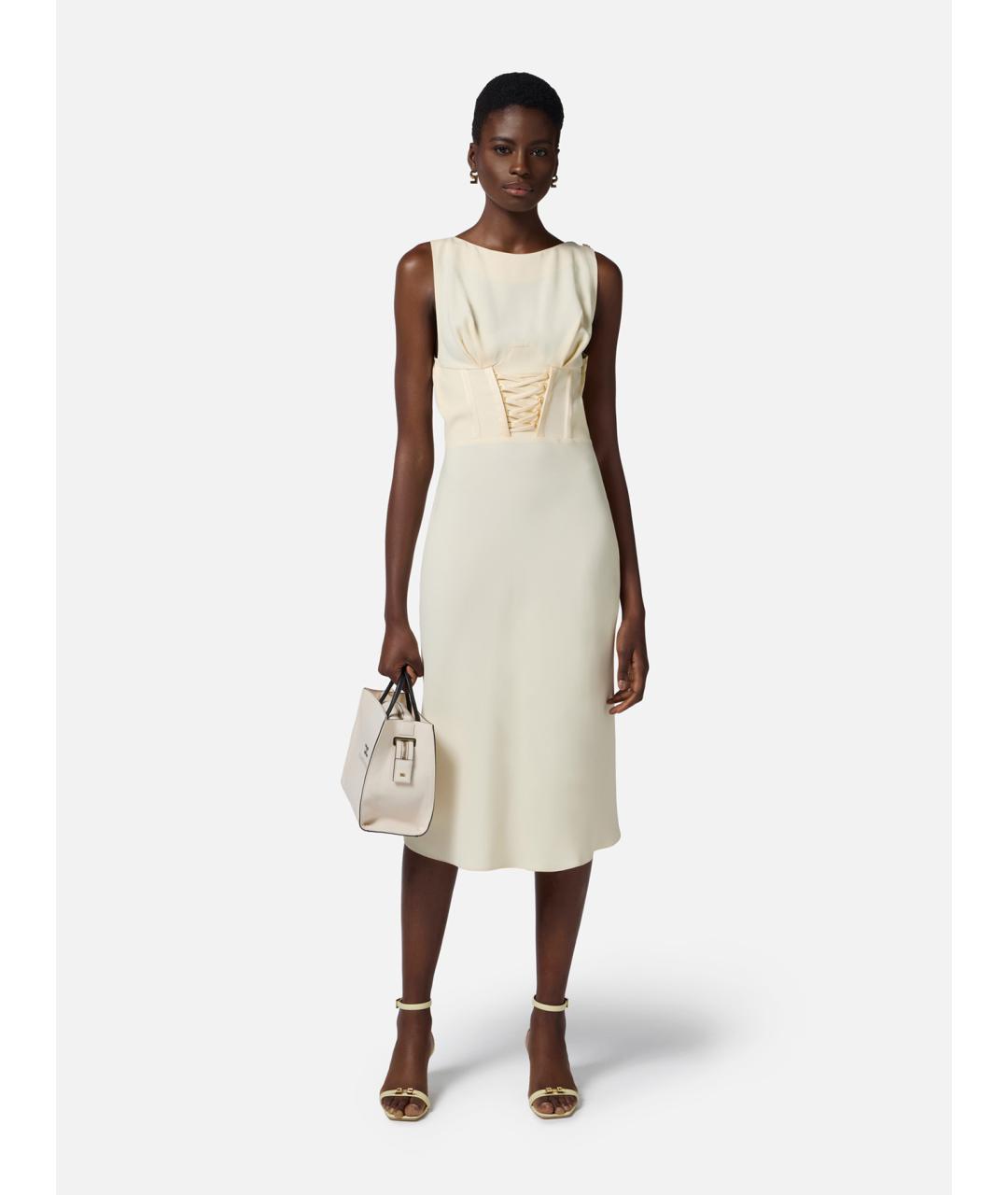 ELISABETTA FRANCHI Бежевое повседневное платье, фото 2