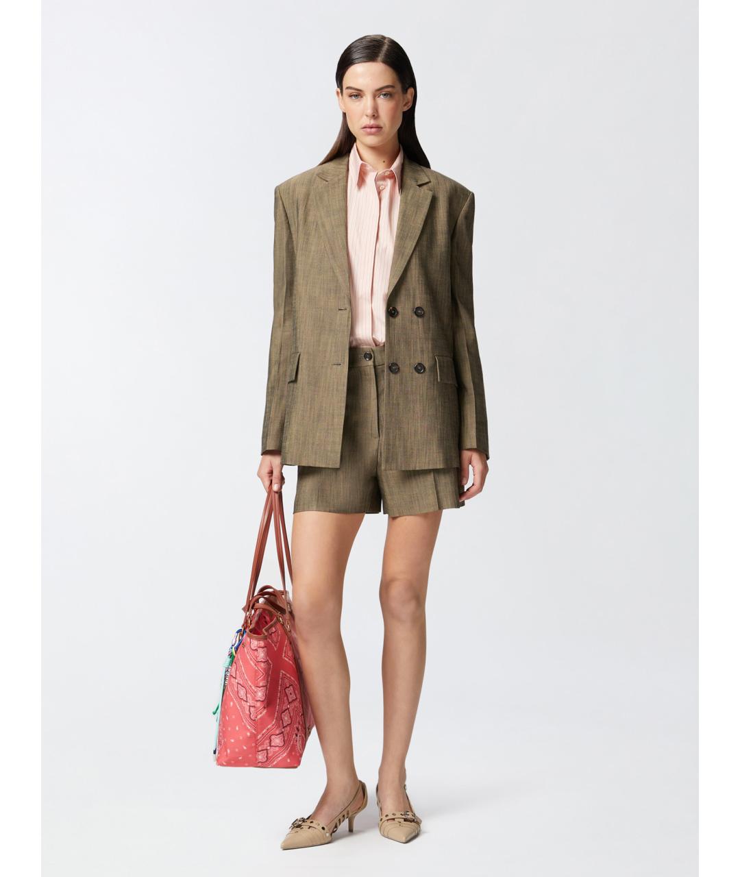 PINKO Зеленые вискозные шорты, фото 2