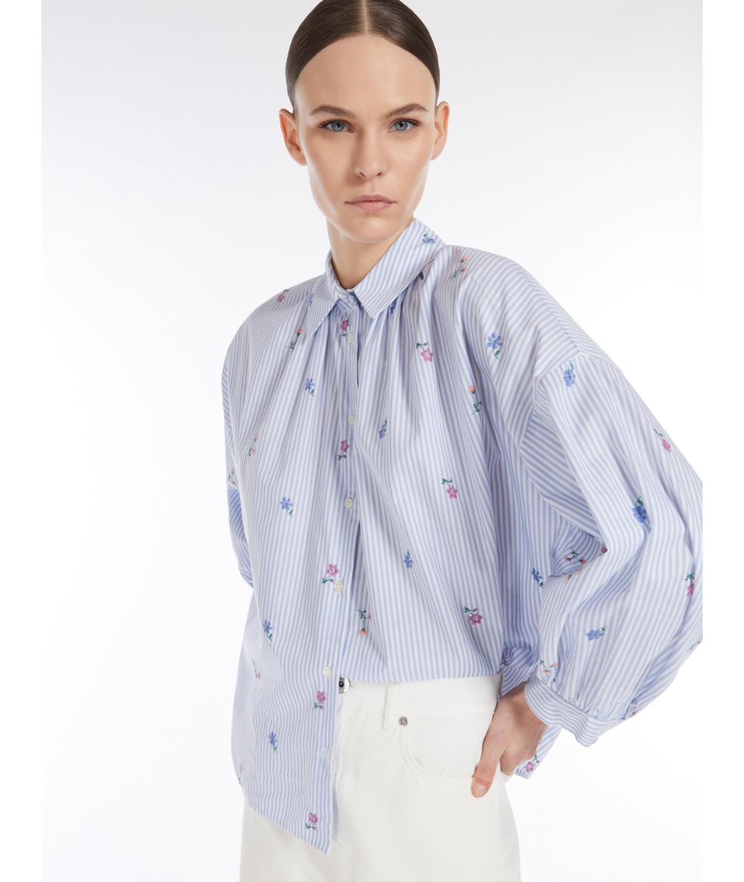 WEEKEND MAX MARA Голубая хлопковая рубашка, фото 5