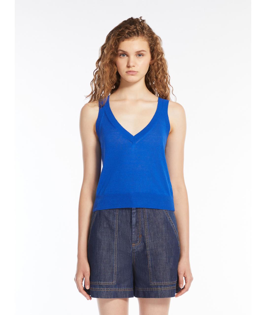 WEEKEND MAX MARA Синий шерстяной джемпер / свитер, фото 3