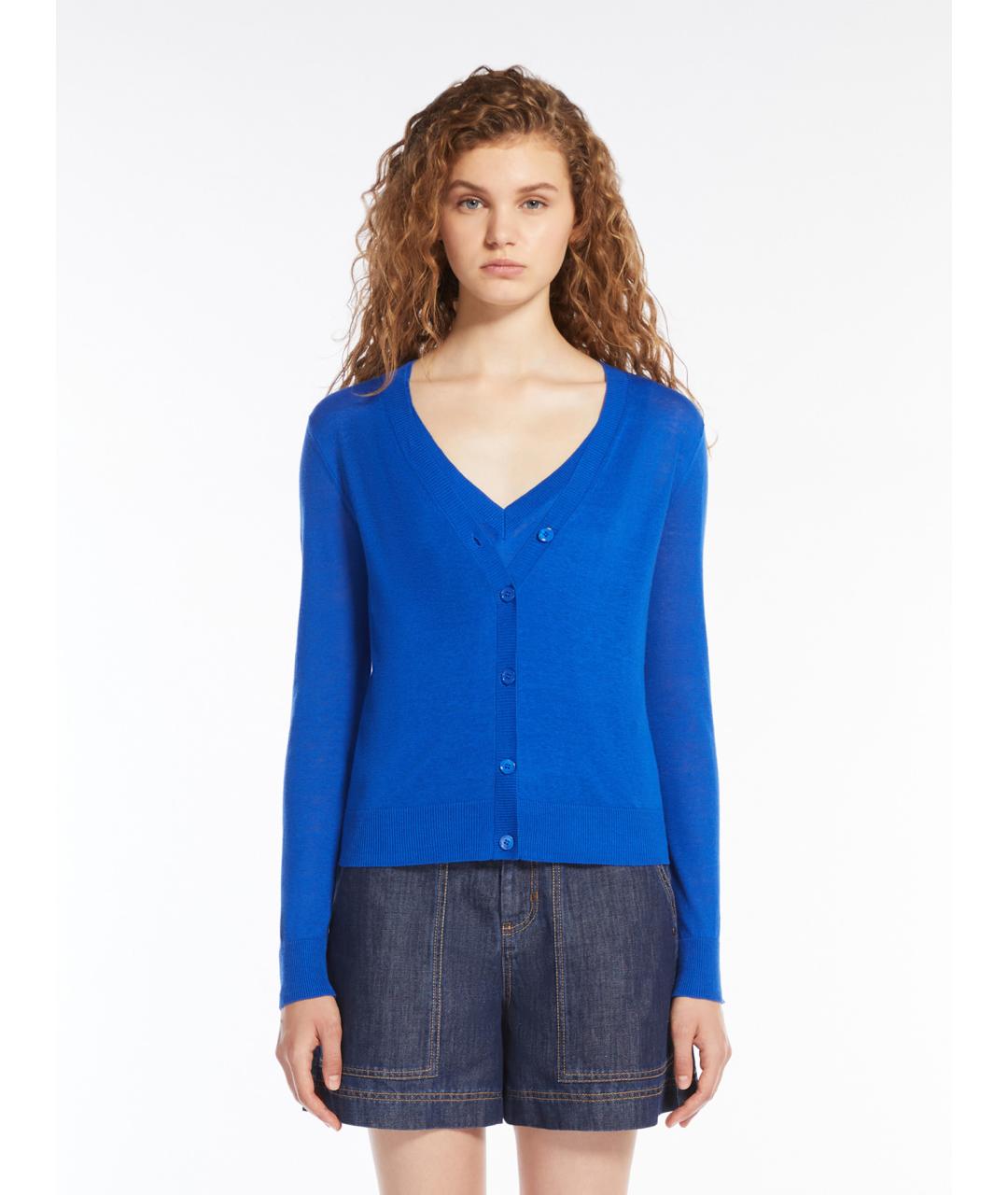 WEEKEND MAX MARA Синий шерстяной джемпер / свитер, фото 2