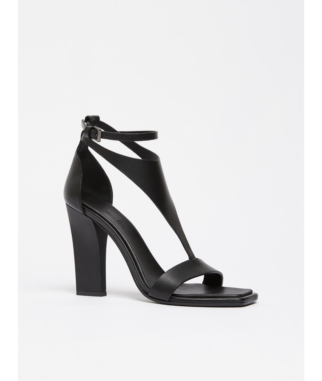 MAX MARA Черные кожаные босоножки, фото 2