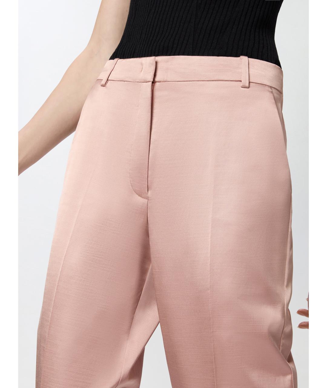 PINKO Розовые хлопковые прямые брюки, фото 5