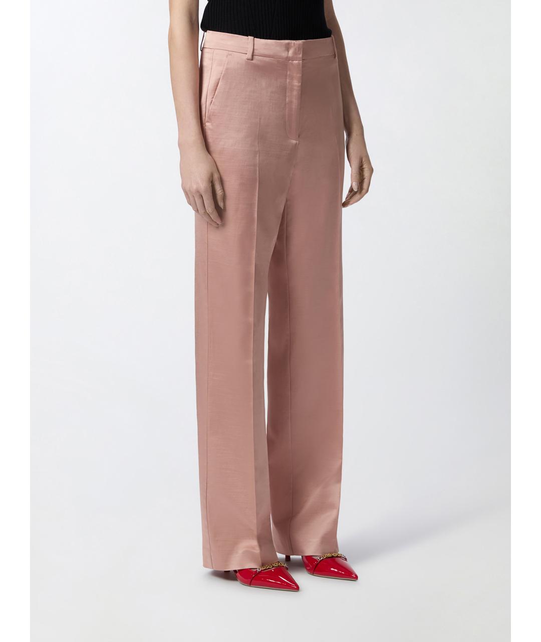 PINKO Розовые хлопковые прямые брюки, фото 3