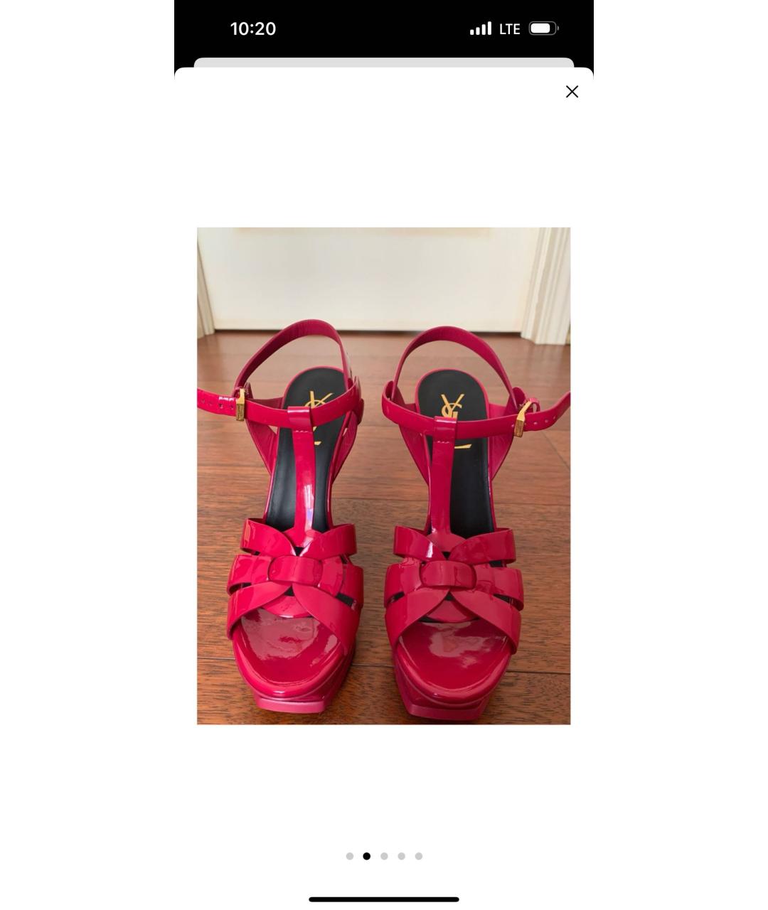 SAINT LAURENT Фуксия босоножки из лакированной кожи, фото 2