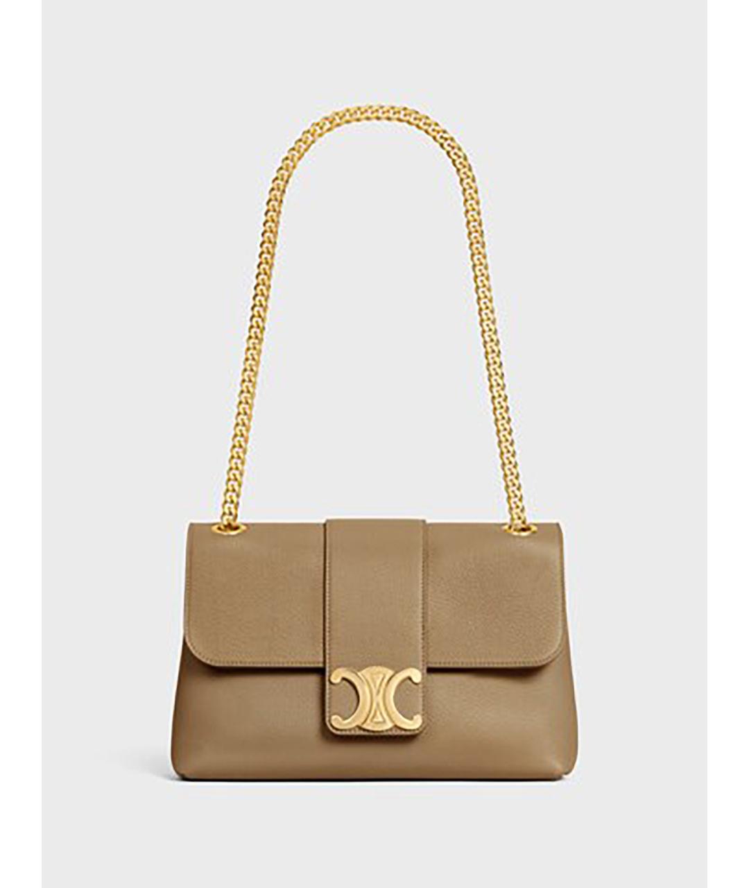 CELINE Бежевая кожаная сумка через плечо, фото 3