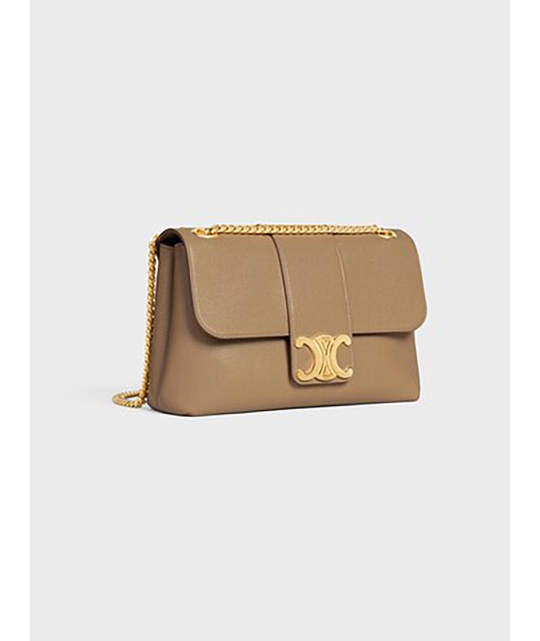 CELINE Бежевая кожаная сумка через плечо, фото 2