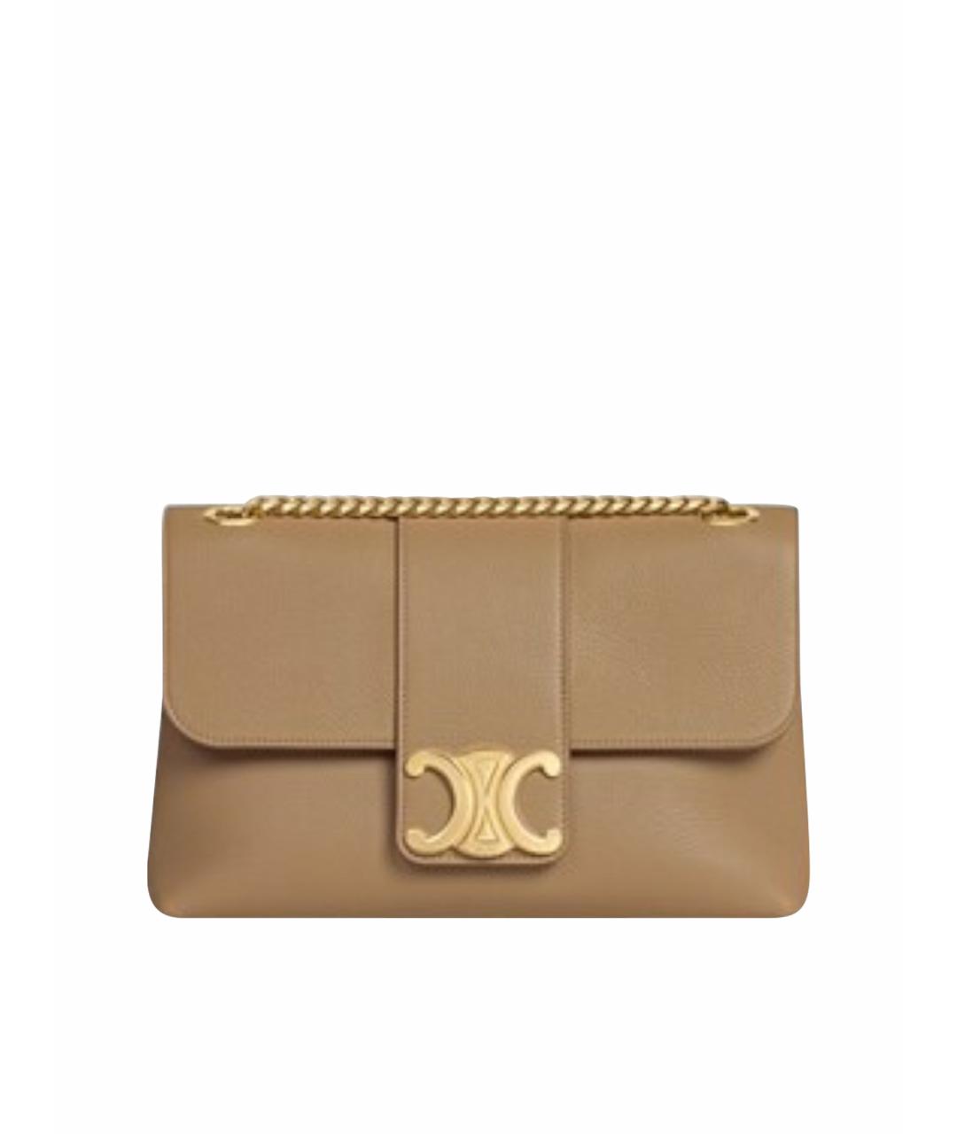 CELINE Бежевая кожаная сумка через плечо, фото 1