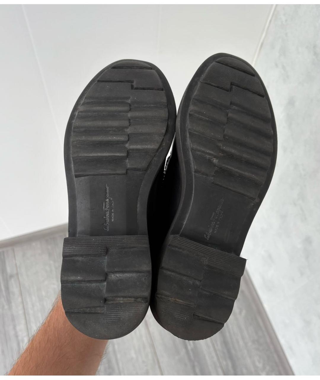 FERRAGAMO Черные кожаные брогги и оксфорды, фото 5