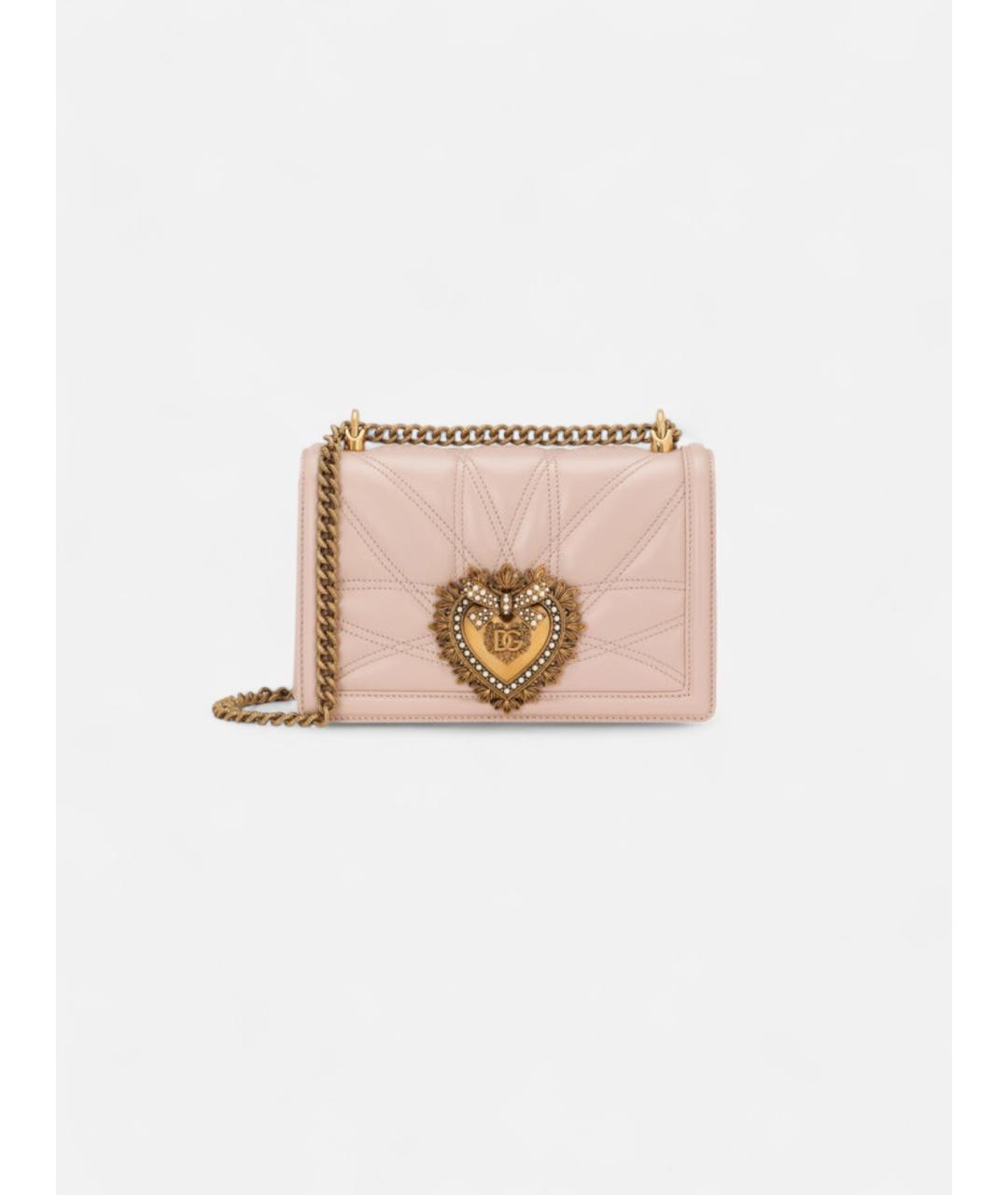 DOLCE&GABBANA Розовая кожаная сумка через плечо, фото 5