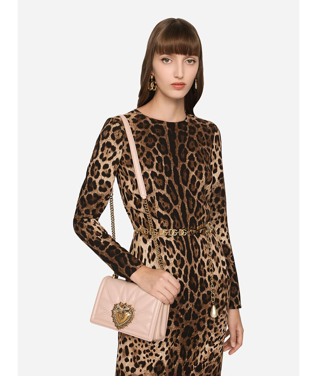 DOLCE&GABBANA Розовая кожаная сумка через плечо, фото 3