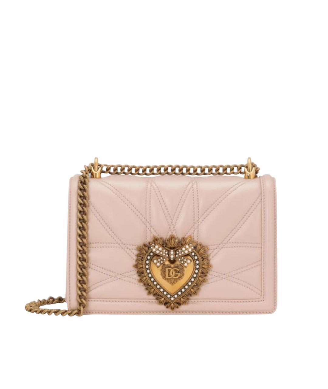 DOLCE&GABBANA Розовая кожаная сумка через плечо, фото 1