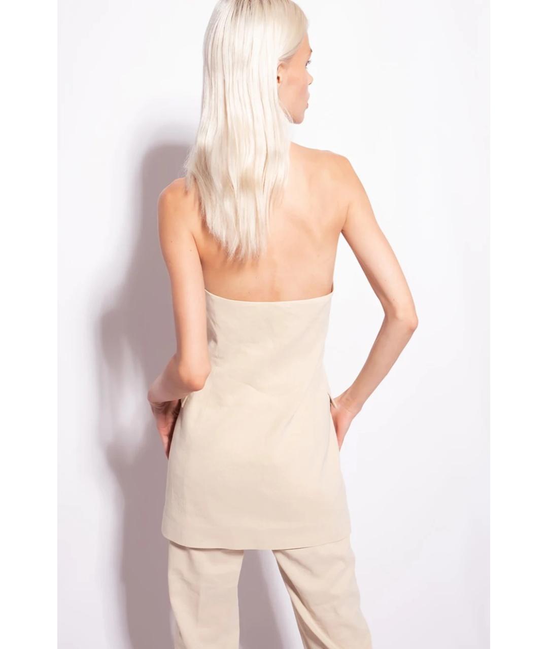 PINKO Бежевый льняной жилет, фото 4