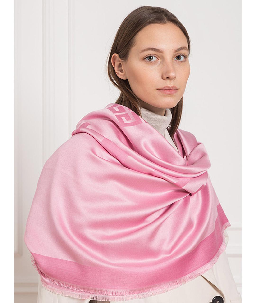 GIVENCHY Розовый шелковый шарф, фото 2