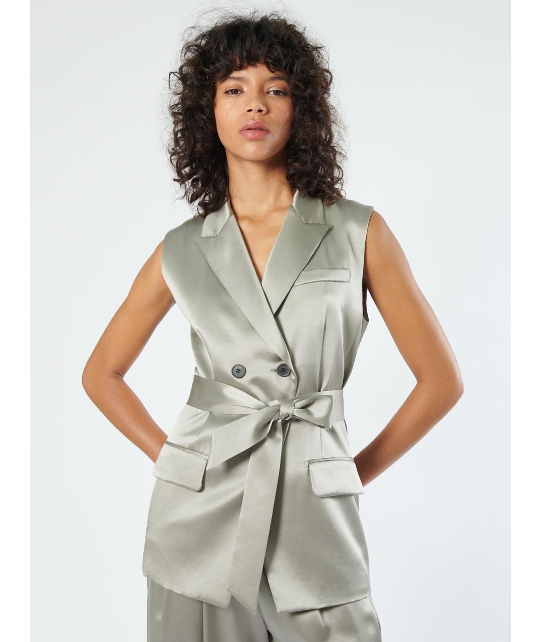 BARBARA BUI Серый шелковый жилет, фото 5