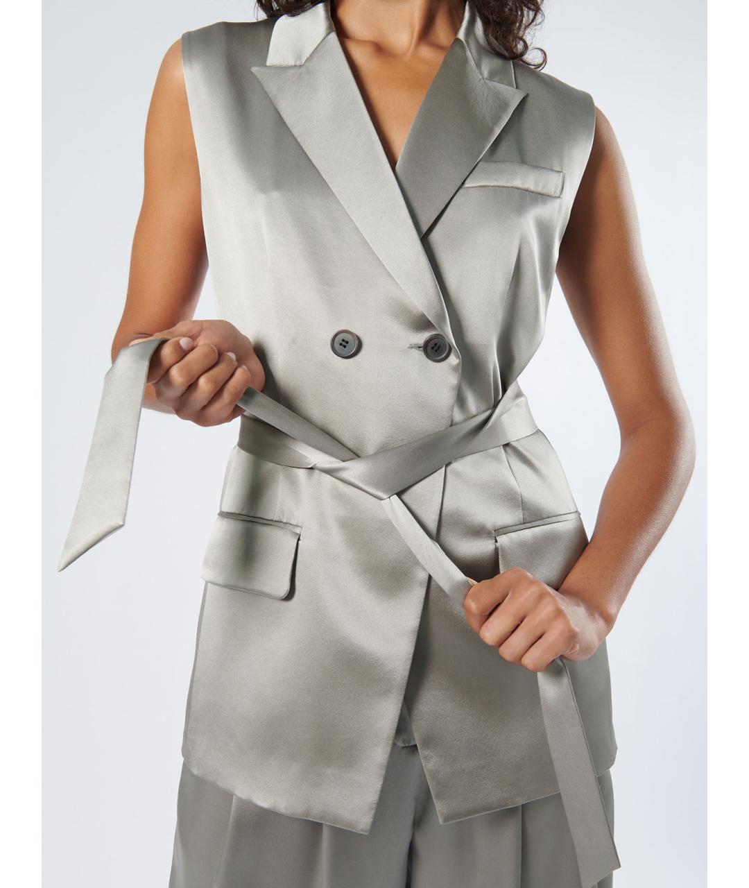 BARBARA BUI Серый шелковый жилет, фото 3