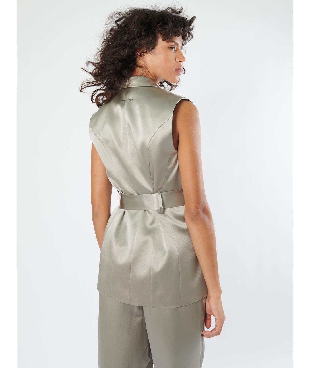 BARBARA BUI Серый шелковый жилет, фото 4