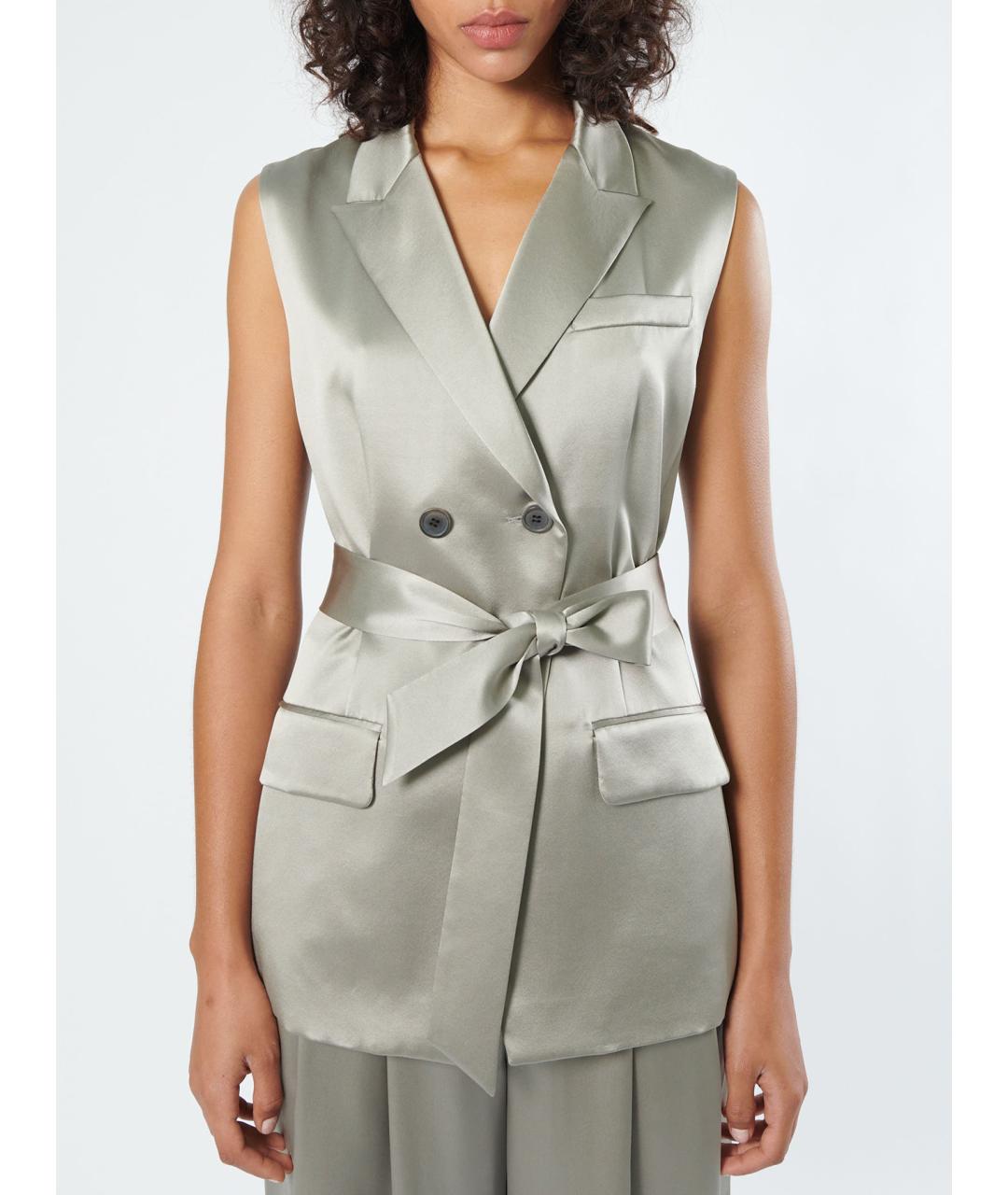 BARBARA BUI Серый шелковый жилет, фото 2