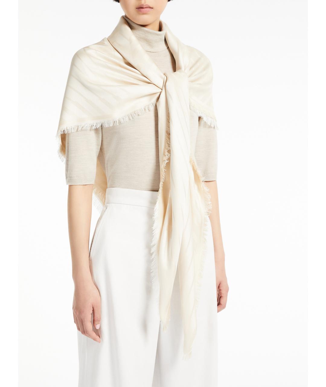 MAX MARA Бежевый шелковый платок, фото 2