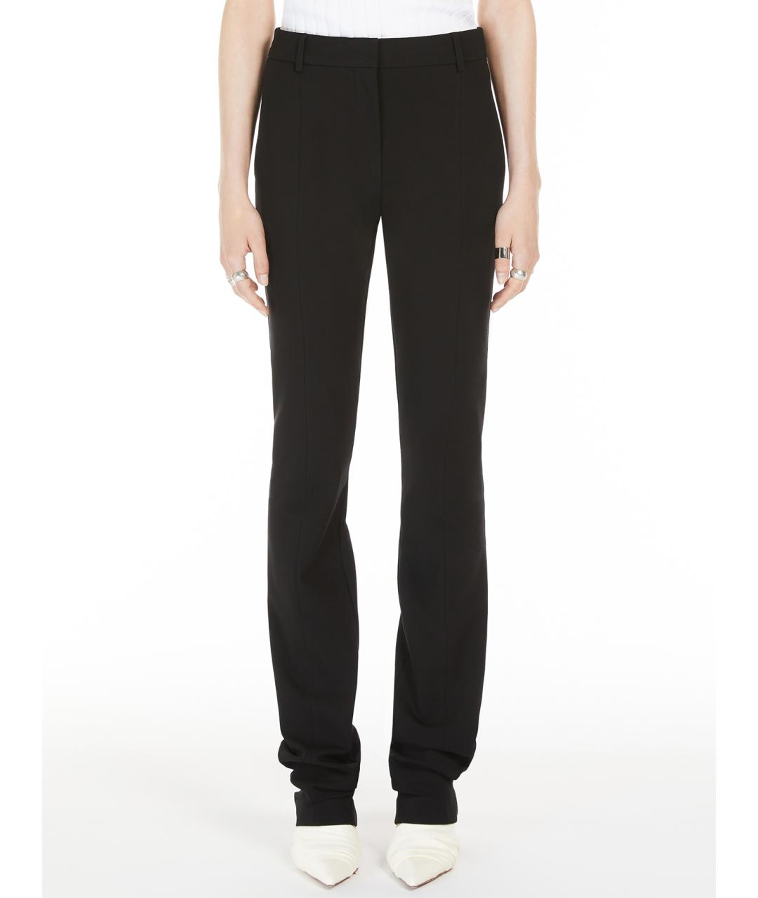 SPORTMAX Черные вискозные прямые брюки, фото 3