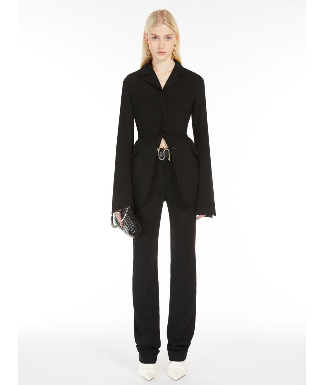 SPORTMAX Черные вискозные прямые брюки, фото 2