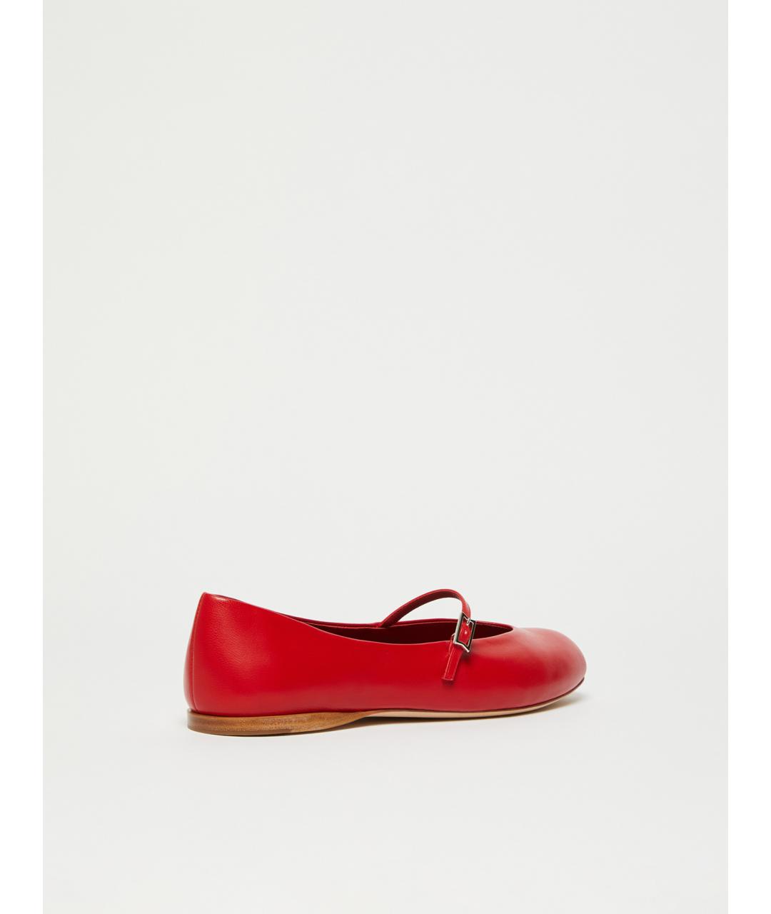 MAX MARA Красные кожаные балетки, фото 4