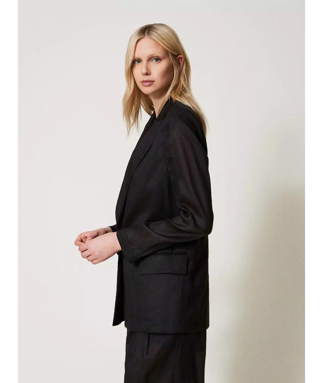 TWIN-SET Черный полиэстеровый жакет/пиджак, фото 4