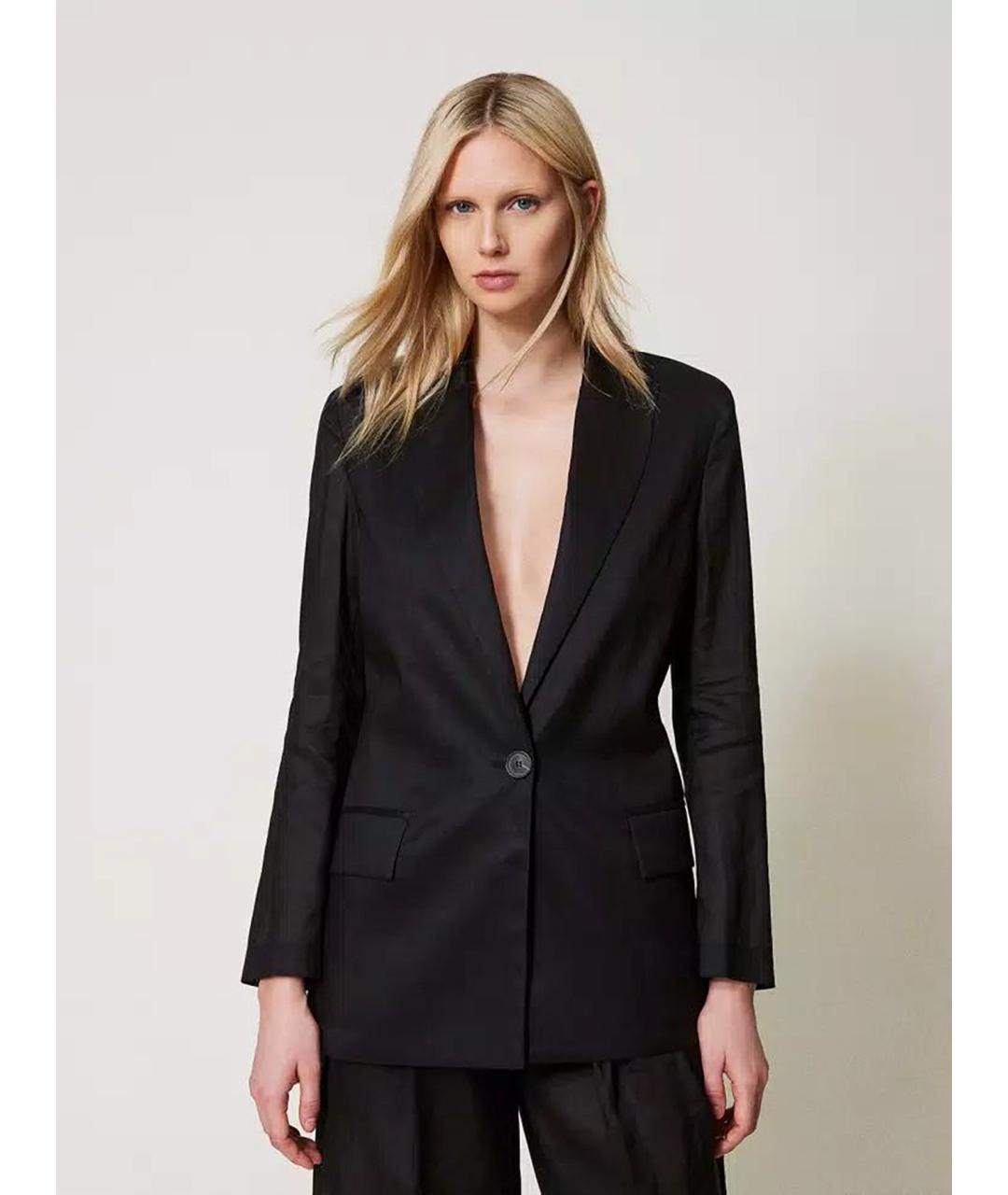 TWIN-SET Черный полиэстеровый жакет/пиджак, фото 3