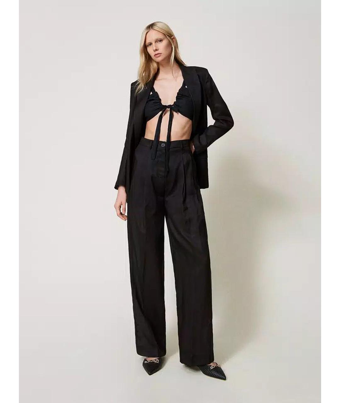 TWIN-SET Черный полиэстеровый жакет/пиджак, фото 2