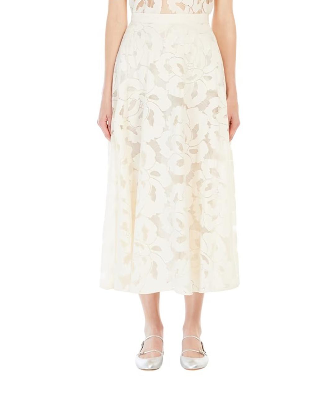 MAX MARA STUDIO Белая хлопковая юбка миди, фото 3