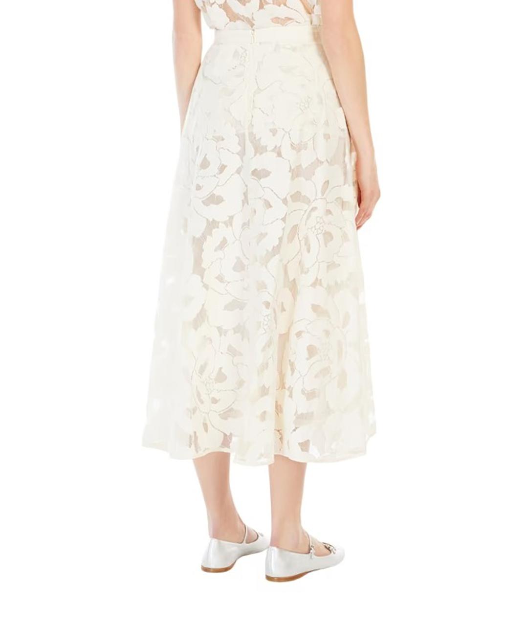 MAX MARA STUDIO Белая хлопковая юбка миди, фото 4