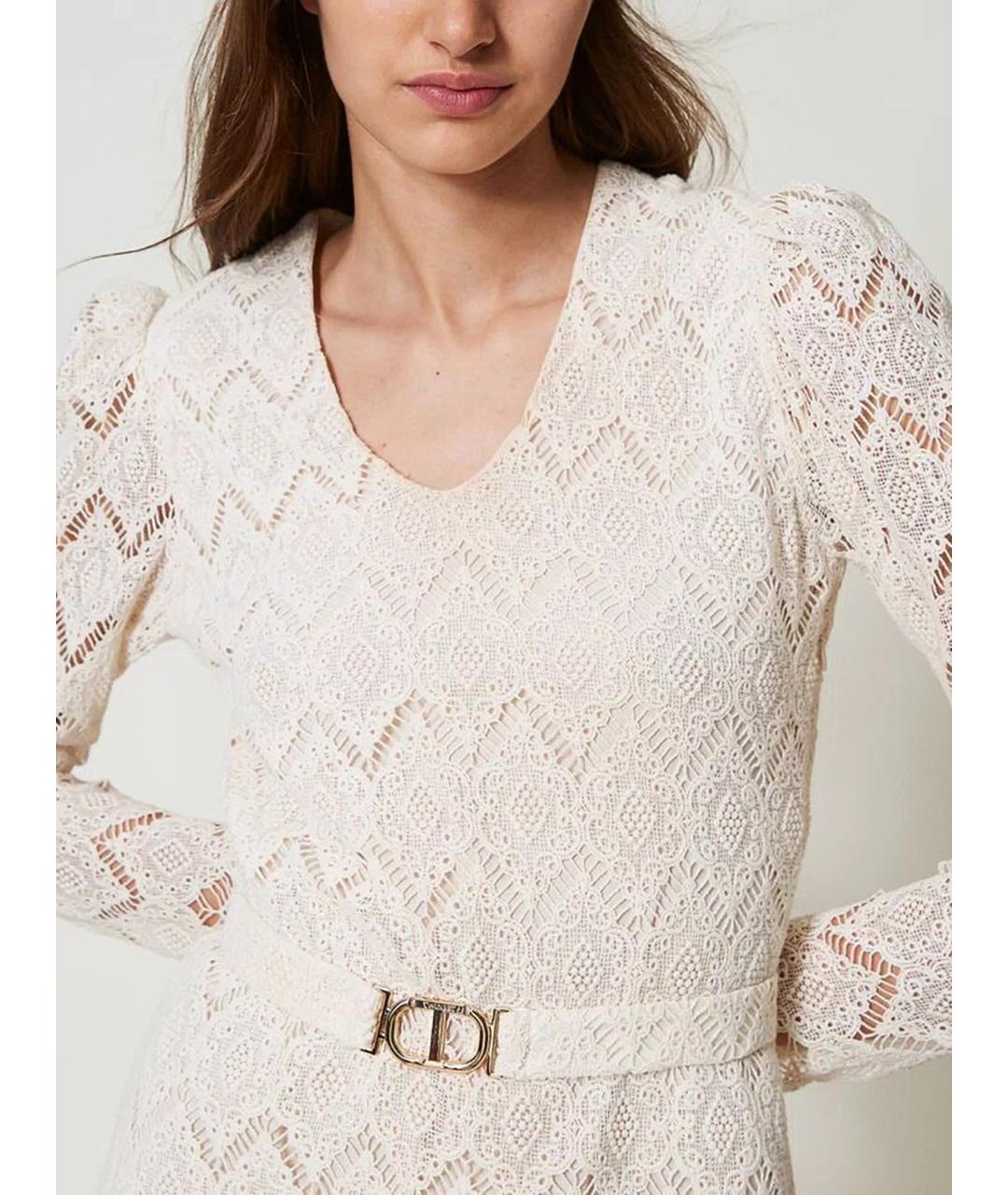 TWIN-SET Бежевое хлопковое повседневное платье, фото 6