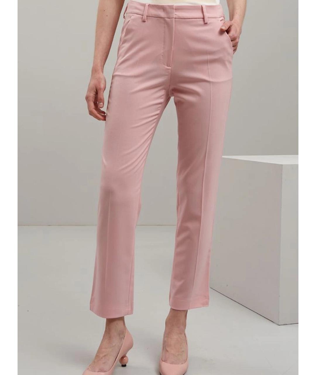 WEEKEND MAX MARA Розовые шерстяные прямые брюки, фото 2